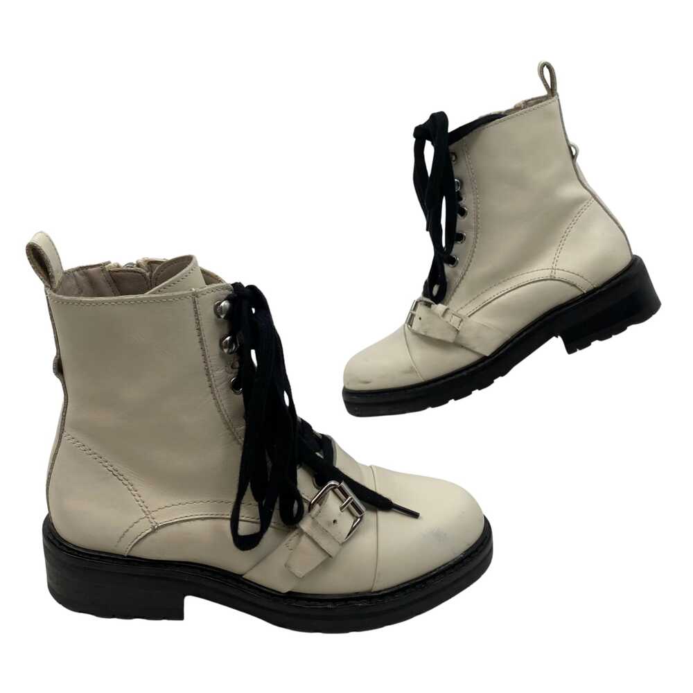 All Saints Beige Ankle Boots Buckle Lace Up Round Toe | Womens 5